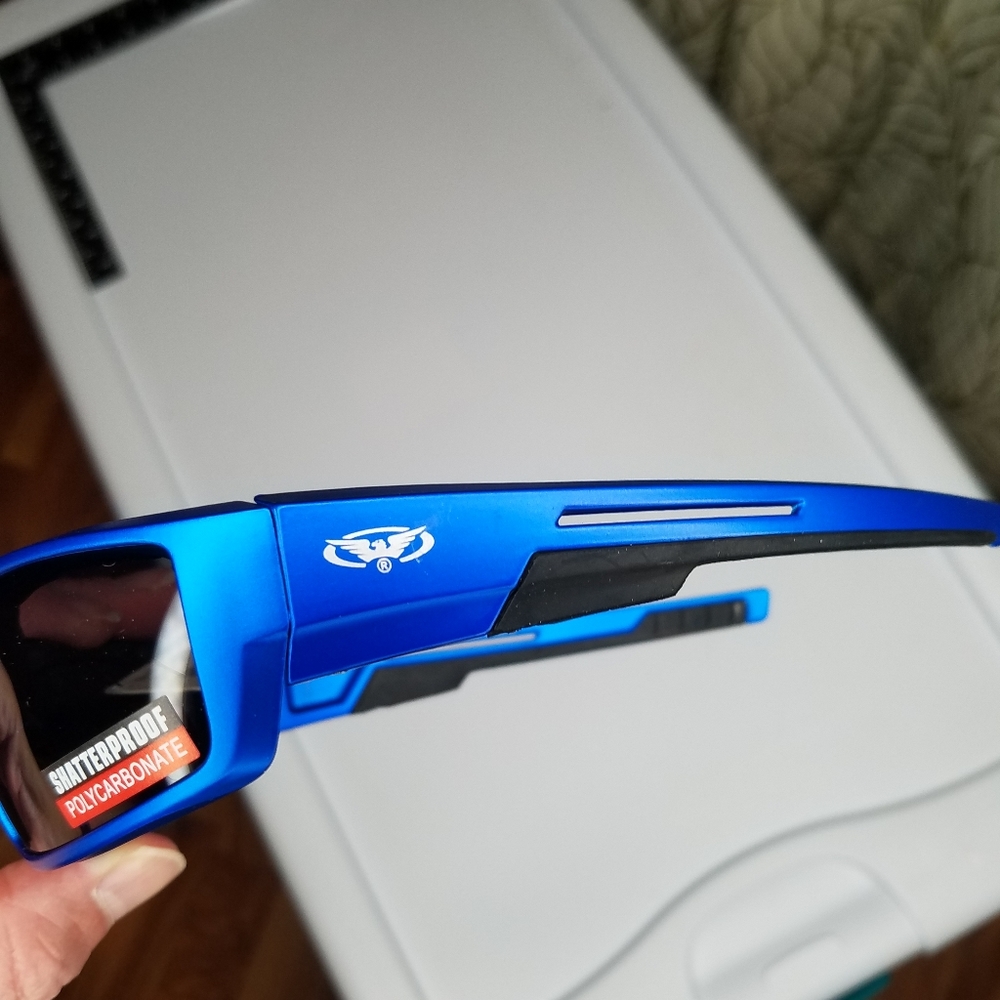 Blue Designer Motorcycle Riding Sunglasses Bin22 - Picture 3 of 16
